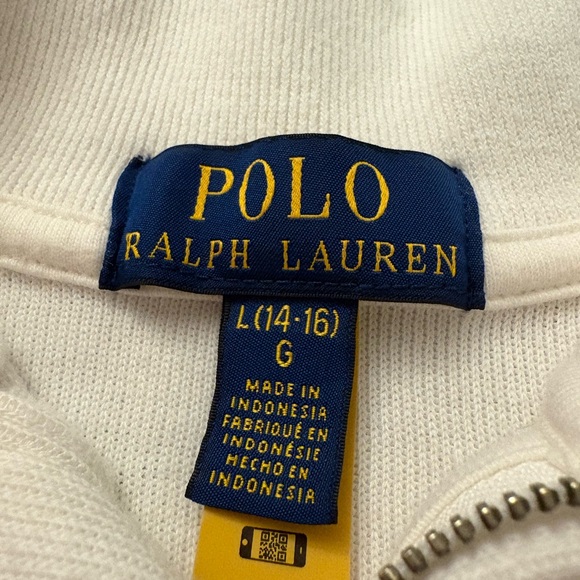 Polo Ralph Lauren White Quarter Zip Pullover Sweater Youth L (14–16) - Picture 4 of 6